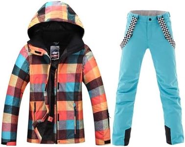 Women Ski Jacket & Pant Set Snow Suit Waterproof Windproof Snowboard Suit Snow Coats for Winter Outdoor Sport, Style-9, Small
