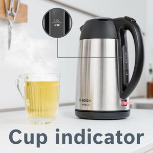 Bosch DesignLine Stainless Steel Cordless Kettle 1.7L – Silver & Black