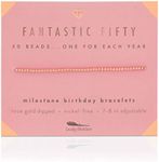 Lucky Feather 50th Birthday Gifts for Women Turning 50-14K Rose Gold Dipped Beads Bracelet on Adjustable Cord, 50th Birthday Jewelry Gift Ideas 50 Year Old Woman