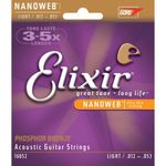 Elixir 16052 Nanoweb light 1253 phosphor bronze acoustic guitar strings (2 PACKS)