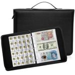 Jucoan Coin Collection Album, 310 Pockets Coin and Currency Collecting Album with Zipper and Handle, 60 Pockets Paper Money Stamp+ 250 Pockets Coin Holder Books, Coin Collecting Supplies for Collector