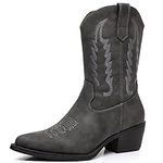 GLOBALWIN Grey Cowboy Boots For Wom
