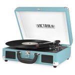 Victrola Vintage 3-Speed Bluetooth Suitcase Turntable with Speakers, Turquoise