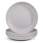 Odoland 19.5cm Lightweight Unbreakable Deep Dinner Plates Ultra-Durable Service Plate Dishwasher & Microwave Safe, BPA Free, for Family Indoor Outdoor Easy to Clean 4pcs Grey