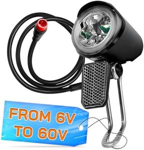 Headlight for Ebike - 2 Pin Connector 6-60V LED Ebike Light with Easy to Install Stainless Steel Bracket, Plastic Housing, 20 Lm Brightness, Weather Resistant - E Bike Light for Nighttime Rides
