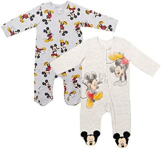 Disney Mickey Mouse Newborn Baby Boys 2 Pack Zip Up Sleep N' Plays Mickey Mouse/Grey 3-6 Months