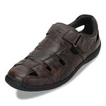 ID Brown Velcro Huarache Sandals for Men