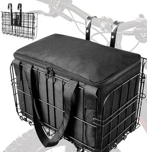 LIQING Bike Basket Front Folding Bicycle Basket with Removable Liner Bag, Quick Release Design Metal Ebike Basket for Adult Women/Men Carrying Dogs, Pets, Fruit & Grocery
