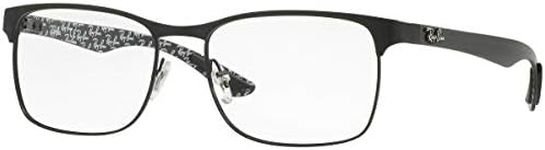 Ray-Ban RX8416 Square Prescription Eyeglass Frames, Matte Black/Demo Lens, 53 mm