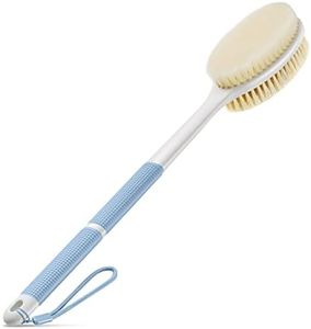 Backski Back Scrubber Anti Slip for Shower,Shower Brush Long Handle with Stiff and Soft Bristles,Body Exfoliator for Bath or Dry Brush(Blue)