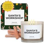 Homesick Scented Candles for Home (Santa’s Workshop) - 26 oz Long-Lasting Natural Soy Wax Blend Jar Holiday Candle Gifts for Christmas, 110-150 Hours Burn Time - Notes of Sandalwood & Fresh Snow