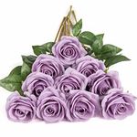 DuHouse 10pcs Silk Roses Artificial Flowers Fake Rose for Arrangement Wedding Party Home Decoration (Lilac)