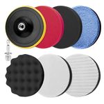 8PCS Car Polishing Pads Kit, 80MM Car Scratch Repair Kit, Buffing Pads for Drill, Foam Polish Pads with M10 Drill Adapter for Car Furniture Polishing Waxing and Sealing Glaze