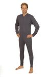 OCTAVE® Mens Thermal Underwear All In One Union Suit/Thermal Body Suit (Large, Denim)