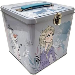 The Tin Box Company Disney Frozen Stack Store and Carry Tin. Stackable Tin Box with Handle,Blue and White