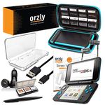 Orzly 2DSXL Accessories, Ultimate Starter Pack for New Nintendo 2DS XL (Bundle includes: Car Charger/USB Charging Cable/Blue Stripe Edition Console Case & more