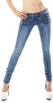 Noir Triple XXX Women's Skinny Low Waist Jeans Slim Stretch Denim Pants Sizes UK 4-12 (8, Blue Washed)