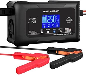 HTRC 25-Amp Smart Battery Charger,Lithium,LiFePO4,Lead-Acid AGM/Gel/SLA.. Car Battery Charger,Trickle Charger, Maintainer/deep Cycle Charger,12V/25A and 24V/13A,for Motorcy,Boat,Lawn Mower,Golf cart..