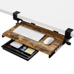 ETHU Small Under Desk Keyboard Tray, 500 x 300 mm, Ergonomic Keyboard Tray with C Clamp Holder, Stable Sliding Keyboard Shelf for Home & Office, Walnut