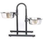 Pets Empire Elevated Dog Bowl |Raised Dog U Type Food Bowl Stand | Non-Slip Pet Feeder Stand Adjusts to Heights | Dog Feeding Station with 2 Stainless Steel Removable Dog Bowls | X-Large (2x4000 ML)