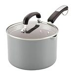 Farberware EcoAdvantage Ceramic Nonstick Straining Saucepan/Sauce Pan with Lid, 3 Quart, Gray