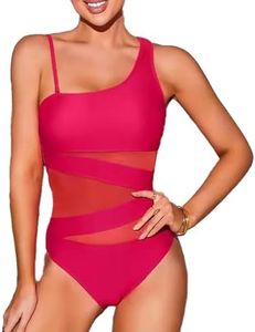 USUN Trajes de Baño De Una Pieza para Mujer Alta Cuello en V Control de Barriga Fruncido Bañador Reductores Barriga Monokinis Cintura Vintage Push Up Sexy Slim Fit Cintura Alta Bikini
