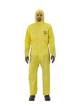 Ansell AlphaTec 2300 Model 132, Disposable Work Overall with Hood, Chemical Protection Type 3/4/5 , Waterproof Coverall Suit, Industrial Safety Workwear, Men Women, Yellow, Size M (1 Unit)