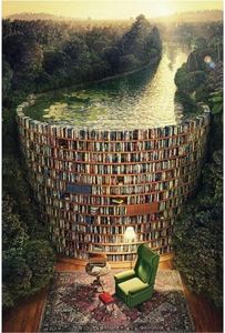 Puzzle 1000 Piece Jigsaw Puzzle for Adult，29.5 x 19.7 in Bookshelf Canal Jigsaw Puzzle Book Library Challenge Brain Game for Hanging Picture,Home Decoration for Women & Men (Bookshelf Canal)