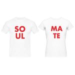 TheYaYaCafe Couple T-Shirts Valentine Soulmate 100% Cotton Men Women White - Men XL Women XL for Girlfriend Boyfriend Husband Wife Gifts