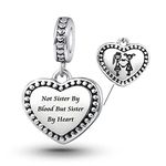 LSxAB Not Sister By Blood But Sister By Heart Charm Compatible with Pandora Charms Bracelets