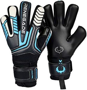 Renegade GK Vulcan Trident Goalie Gloves with Pro-Tek Finger Protection | 3.5+3mm Hyper Grip & 4mm Duratek | Black & Blue Soccer Goalkeeper Gloves (Size 11, Adult, Negative Cut, Level 3)