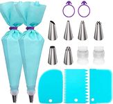 Uwish™ Piping Bags and Nozzles Set, Cake Decorating Supplies for Baking with Reusable Pastry Bags and Tips, Standard Converters, Silicone Rings, Cake Decorating Tools for Cookie Icing, Cake, Cupcake