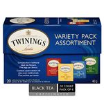 Twinings Variety Pack Individually Wrapped Tea Bags | Caffeinated Earl Grey, Lady Grey, Irish & English Breakfast Teas | 20 Count (Pack of 6) | Enjoy Hot or Iced