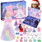 Advent Calendar 2024 Christmas Gifts for Girls, 24 Days Christmas Vacation Countdown Calendar Xmas Gift Present for Girls and Kids, Including Doll with Costumes and Accessories