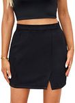 Mingnos Womens Faux Suede Leopard Print High Waisted Bodycon A-Line Mini Short Skirts (Black, L)