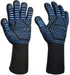 GEEKHOM BBQ Gloves,1472℉ Heat Resistant Grill Gloves, EN407 Certified 13 Inch Oven Gloves for Grilling, Smoker, Baking, Cooking, Fire Pit (Blue)