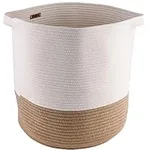 GooBloo Extra Large Cotton Rope Woven Basket - 43 x 46 CM Tall Decorative Round Storage for Living Room, Toys or Blankets - Laundry Hamper with Handles