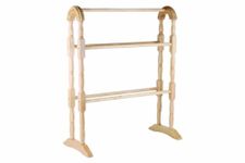 Rubber Wood Floor Standing Bathroom Towel Rail Natural