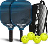 PRO SPIN Pickleball Paddle Set of 2 - USAPA Approved Graphite Carbon Fiber Paddles, 4 Indoor/Outdoor Pickleballs, Premium Bag for Rackets & Balls, Raquettes Pickle Ball (Blue, 2-Player Set)