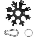 ECHG 18 in 1 Snowflake Multi Tool, Stainless Steel Portable Multi-Tool with Keyring & Carabiner Clip for Outdoor Travel Camping Daily Tool (Black)