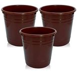 Kuber Industries Plastic Dustbin|Portable Garbage Basket & Round Trash Can for Home,Kitchen,Office,College,5 Ltr,Pack of 3 (Brown)