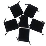 HRX Package Little Velvet Drawstring Pouches, 20pcs Black Velvet Cloth Bags for Jewelry Small Gift (2.8" X 3.6")