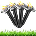 Mole Repellent Solar Ultrasonic 4 Pack,Outdoor Powered Sonic Deterrent,IP66 Waterproof,Groundhog Repeller Snake Rodent Gopher Spikes Chaser - Sonic Mole Deterrent Devices for Lawn Garden & Yard Home
