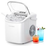 EUHOMY Countertop Ice Maker Machine, 2 Size Cube, 9 Ice Cube Ready in 6 Mins, Self-Cleaning Compact Ice Cube Maker 12 kg in 24 H, with Ice Scoop and Basket for Home/Kitchen/Office/Bar, White