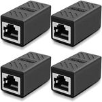 RJ45 Coupler, Ethernet Connectors, for Cat7/Cat6/Cat5e/Cat5 Ethernet Cable Extender Connector - Female to Female (4Pcs-Black)