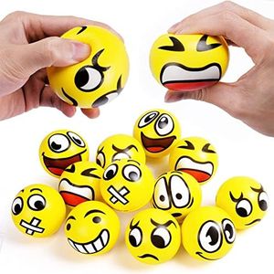 Ainiv Boule Anti Stress de Visage Drôles, 12Pcs 6.3cm pour Enfant et Adulte, PU Souple pour Soulager l'anxiété -pour Pratique de Golf -Fête Cadeau (2,5 Pouces)