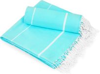 NY Threads 2 Pack Turkish Beach Towels 180x100 cm, Peshtemal Towel 100% Cotton,Sand Free & Lightweight Quick Dry & Soft Feel Beach Blankets (Aqua)