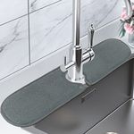 LOPNUR 2 Pack Faucet Mat for Kitchen Sink, 24 inch Long Kitchen Sink Splash Guard Behind Faucet, Faucet Mat for Bathroom Sink with Snap Button, Super Absorbent Microfiber Thick Sink Mat, Grey