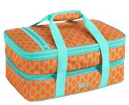 MIER Insulated Double Casserole Carrier Thermal Lunch Tote for Potluck Parties, Picnic, Beach, Fits 9 x 13 Inches Casserole Dish, Expandable, Orange