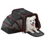 Petsfit Cat Carrier Expandable Dog Car Carrier for Medium Dogs, Expandable Pet Carrier Airline Approved Soft-Sided (Black) 19"x12"x12"